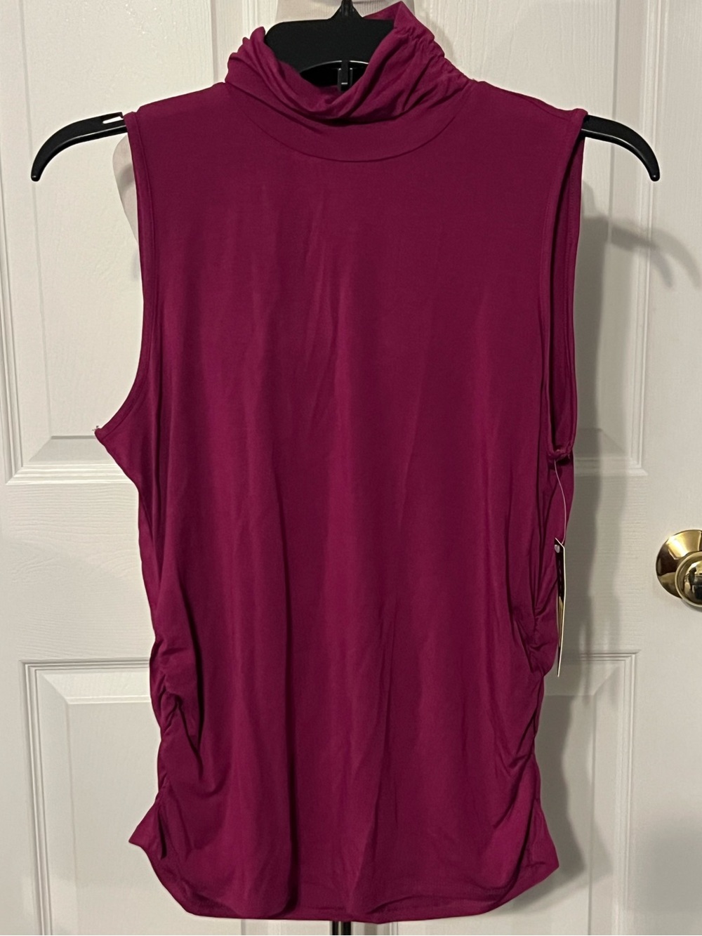 NWT Investments Essentials Sleeveless Mock Neck Tank in Berry Plum